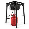 Airfind 1 Burner 80000 BTU Propane Camp Stove featuring Adjustable Regulator and Hose, 220 lbs Capacity, Metal Cast Iron PVC ABS Frame, Black