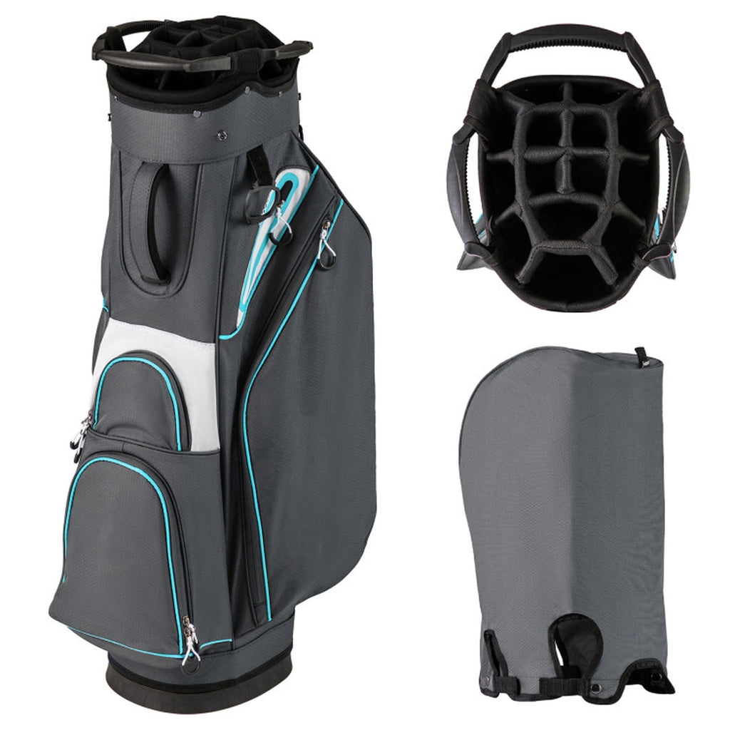 Airfind 10.5 in Golf Stand Bag with 14-Way Dividers and 7 Zippered Pockets featuring a rain hood with towel rings and dual carry straps for walking rounds, Gray