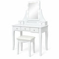 Airfind 10 Dimmable Light Bulbs Vanity Dressing Table with 2 Dividers and Cushioned Stool, 286 lbs Capacity, MDF Frame, White