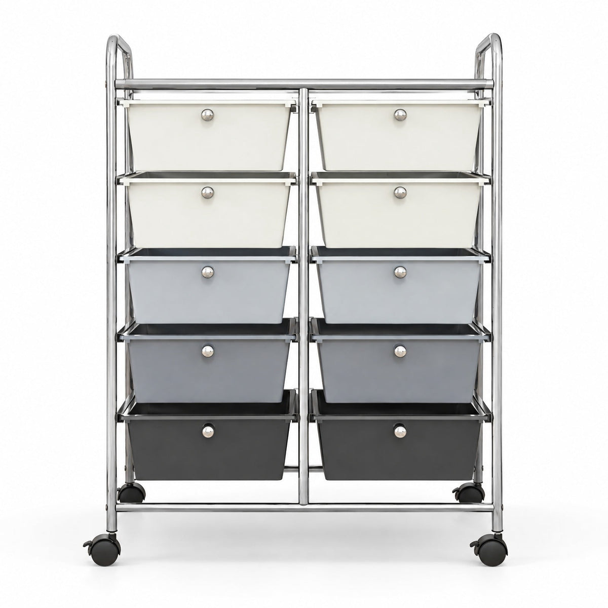 Airfind 10-Drawer Rolling Storage Cart-Beige and Gray, 22 lbs Capacity, Metal PP Frame, 26in x 14.5in x 34in Footprint, Beige