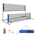 Airfind 10 Foot Adjustable Badminton Net Set for backyard with portable carry bag and non-slip footpads for pickleball volleyball tennis in blue black