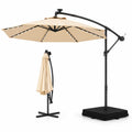 Airfind 10 Feet Cantilever Umbrella with 32 LED Lights and Solar Panel Batteries, Polyester Fabric Metal Oxford Fabric Frame, Beige