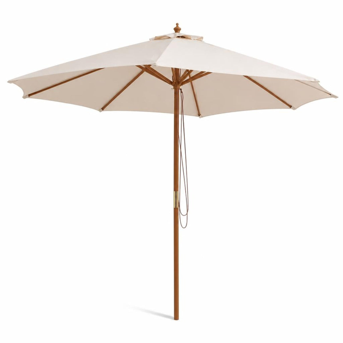 Airfind 10 Feet Patio Umbrella with 8 Wooden Ribs and 3 Adjustable Heights, 180G polyester fabric PP bamboo wood Frame, Beige