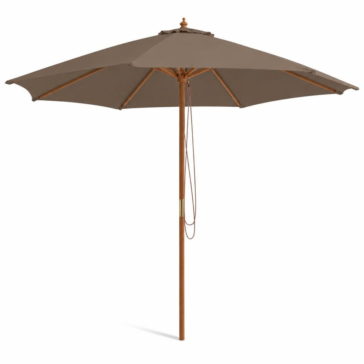 Airfind 10 Feet Patio Umbrella with 8 Wooden Ribs and 3 Adjustable Heights, 180G polyester fabric PP bamboo wood Frame, Brown