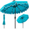 Airfind 10 Feet Solar Patio Umbrella with 24 LED Lights, Polyester Fabric Metal Frame, 10 x 8.3 ft Umbrella Rim Height 6.9 ft Footprint, Turquoise