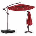 Airfind 10 Ft Patio Umbrella Offset Cantilever Umbrella with 40 Solar Powered Lights, Polyester Fabric Metal Oxford Fabric Frame, Red