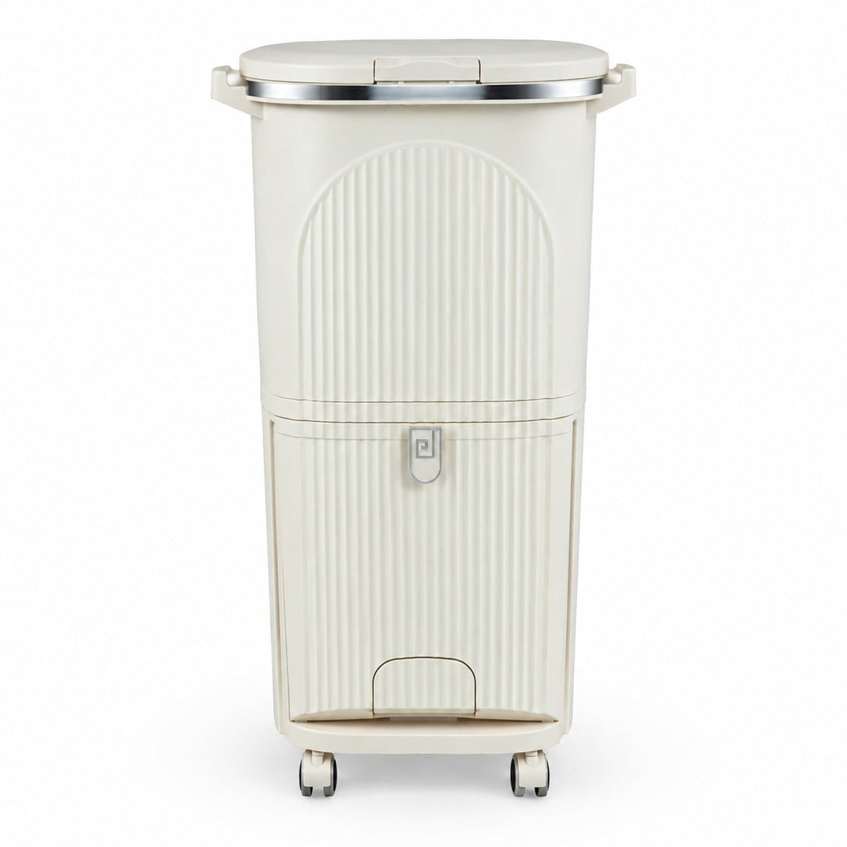 Airfind 10 Gallon Kitchen Trash Can Double-Layer with Lid and 2 Removable Buckets, PP Frame, 17 x 11.5 x 29.5 Overall Height (Open) 40 Footprint