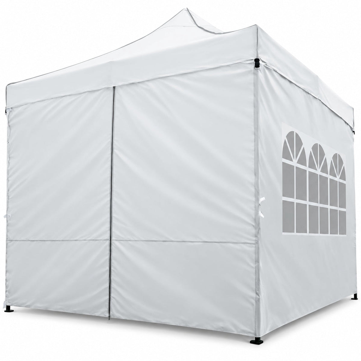 Airfind 10 x 10 FT Pop up Canopy Tent with 4 Removable Sidewalls and Wheeled Bag, Oxford Fabric PU Coating Carbon Metal Frame, White