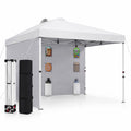 Airfind 10 x 10 FT Pop up Canopy Tent with Sidewall 6 Pockets Instant Setup Commercial Gazebo, 150D Oxford Fabric Metal Frame, White