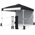 Airfind 10 x 10 Feet Foldable Commercial Pop-up Canopy with Roller Bag and Banner Strip, 10 x 10 x 8.9-9.5 ftCarrying bag Footprint, Black