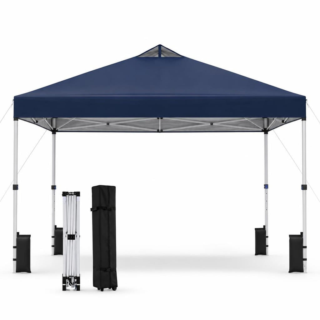 Airfind 10 x 10 Feet Outdoor Commercial Pop up Canopy Tent, 210D Oxford Fabric Metal Frame, 10 x 10 x 8.2-8.8 ft (L x W x H) 3 Footprint, Blue