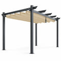Airfind 10 x 13 Feet Outdoor Aluminum Retractable Pergola Canopy Shelter, 13 x 10 x 8 Base Footprint, Beige