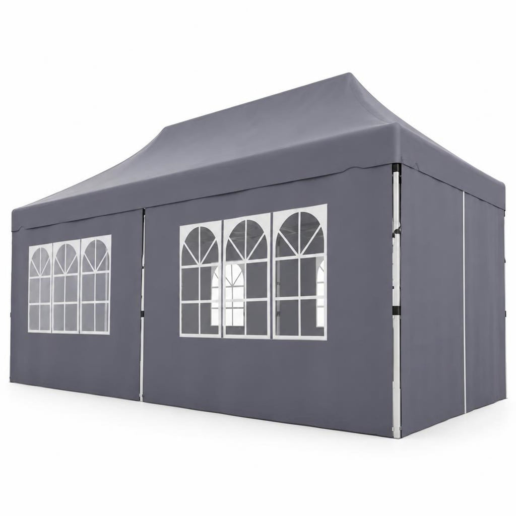 Airfind 10 x 20 FT Pop up Canopy with 6 Sidewalls and Windows and Carrying Bag for Party Wedding Picnic, Grey