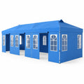 Airfind 10 x 30 FT Pop Up Canopy Tent with 8 Sidewalls and Adjustable Height, PE Metal Fabric Frame, 30 x 10 x 8.5/8.2/7.9 ft Footprint, Blue