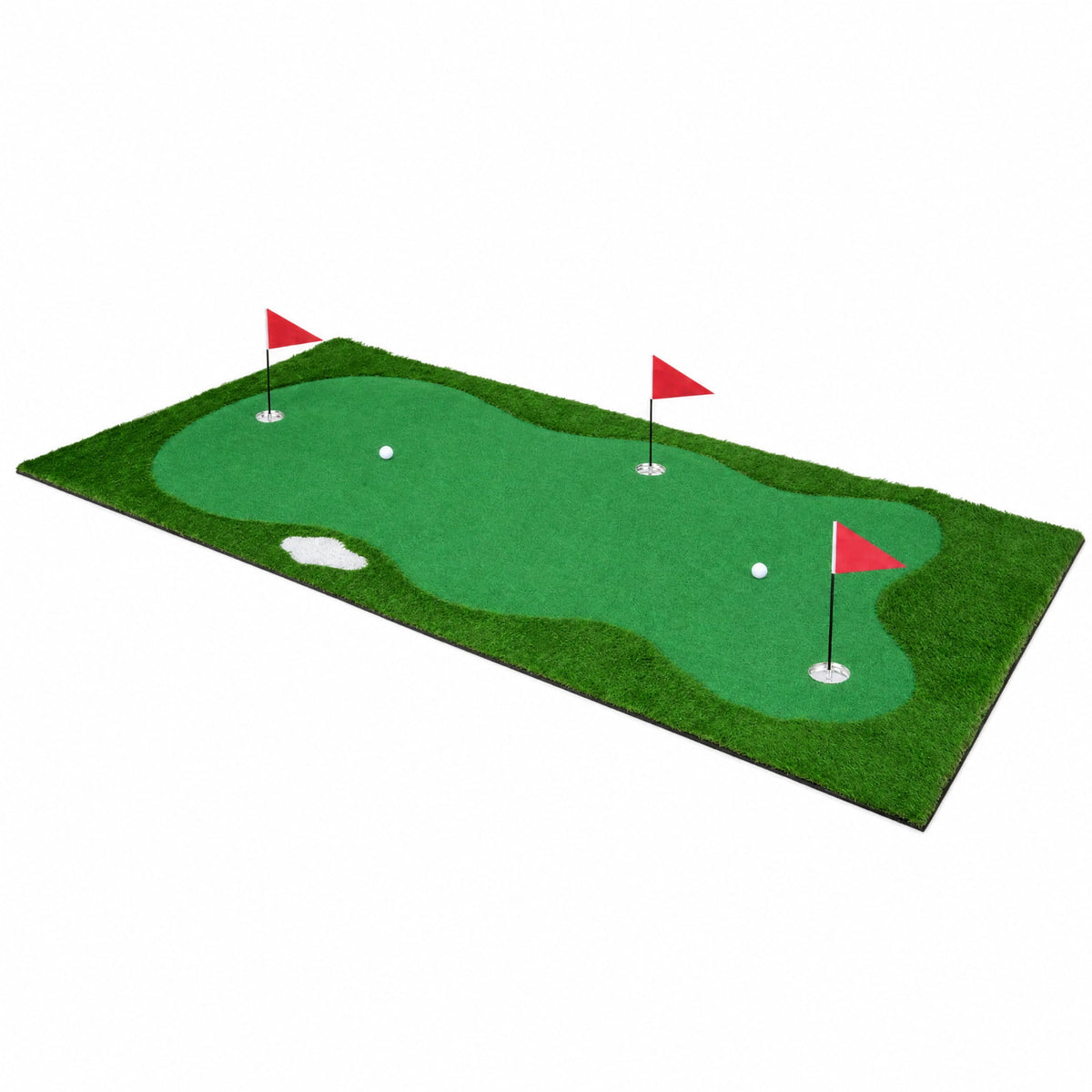 Airfind 10 x 5 FT Large Golf Putting Green with Realistic Artificial Grass Turf, Backyard Putting Green Mat with 3 Holes for Indoor Outdoor
