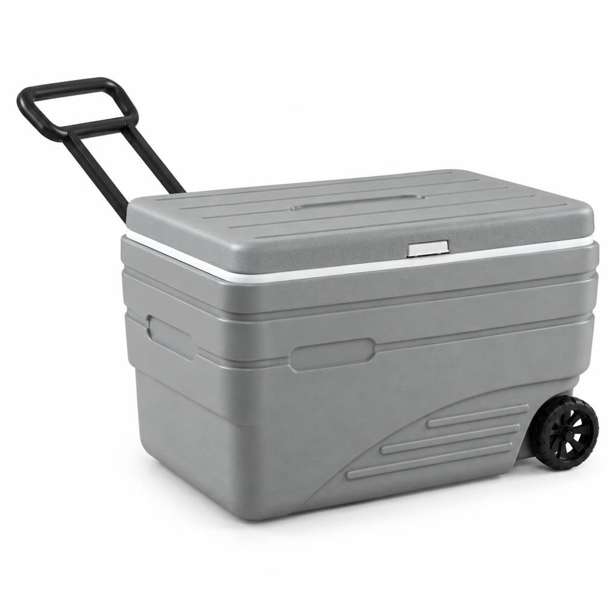 Airfind 103 Quart Outdoor Portable Wheeled Ice Cooler with Foldable Pull and Carry Handles, 330 lbs Capacity, HDPE PP PU TPE Frame, Gray