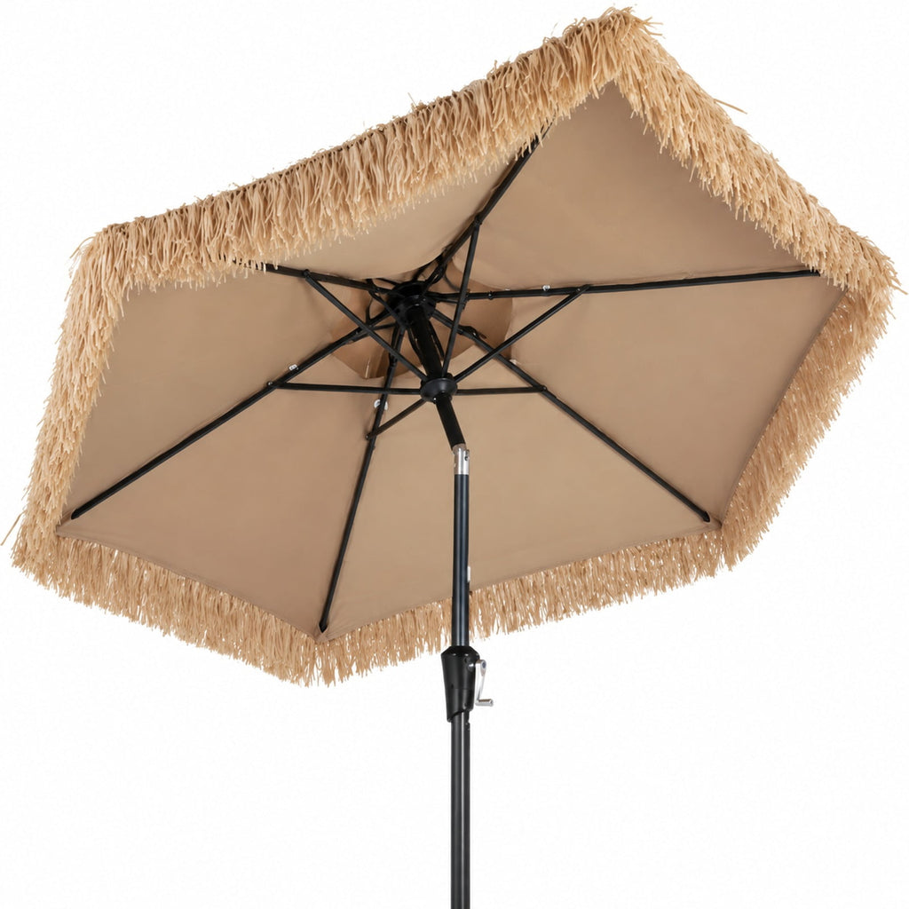 Airfind 10FT and 2-Tier Tiki Patio Umbrella with 8 Ribs, Polyester Fabric PE Metal External Frame, Brown