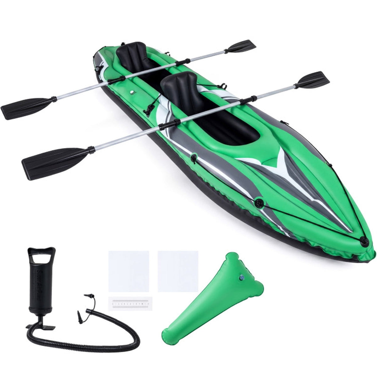 Airfind 11.5 Foot Inflatable Kayak 2 Person Tandem Boat with Aluminum Paddles for Adults Fishing Drifting and Touring on Calm Water, Green