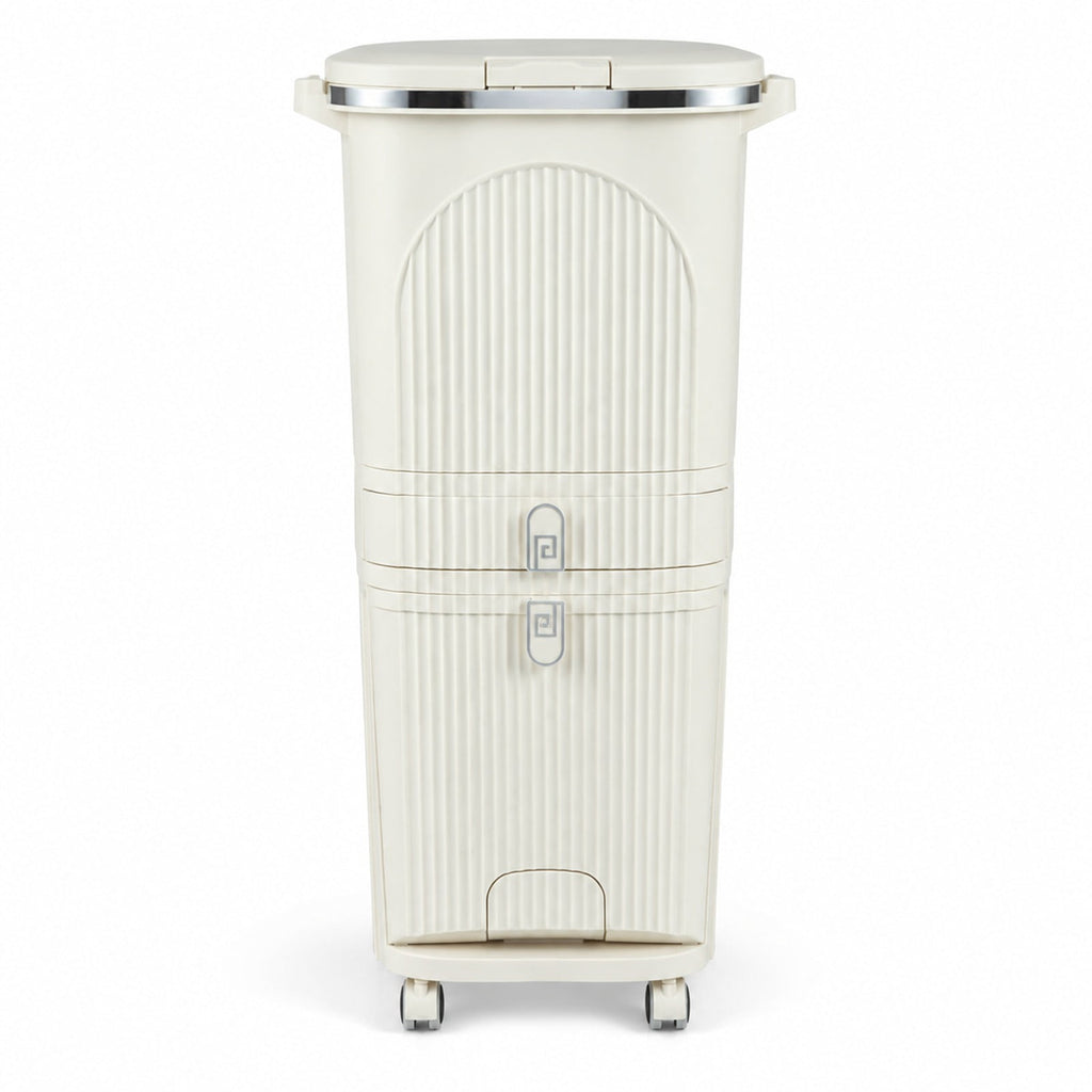 Airfind 11 Gallon 3-Layer Kitchen Trash Can with Lid and 2 Removable Buckets, PP Frame, 17in x 11.5in x 32.5in Overall Height (Open) 43in Footprint