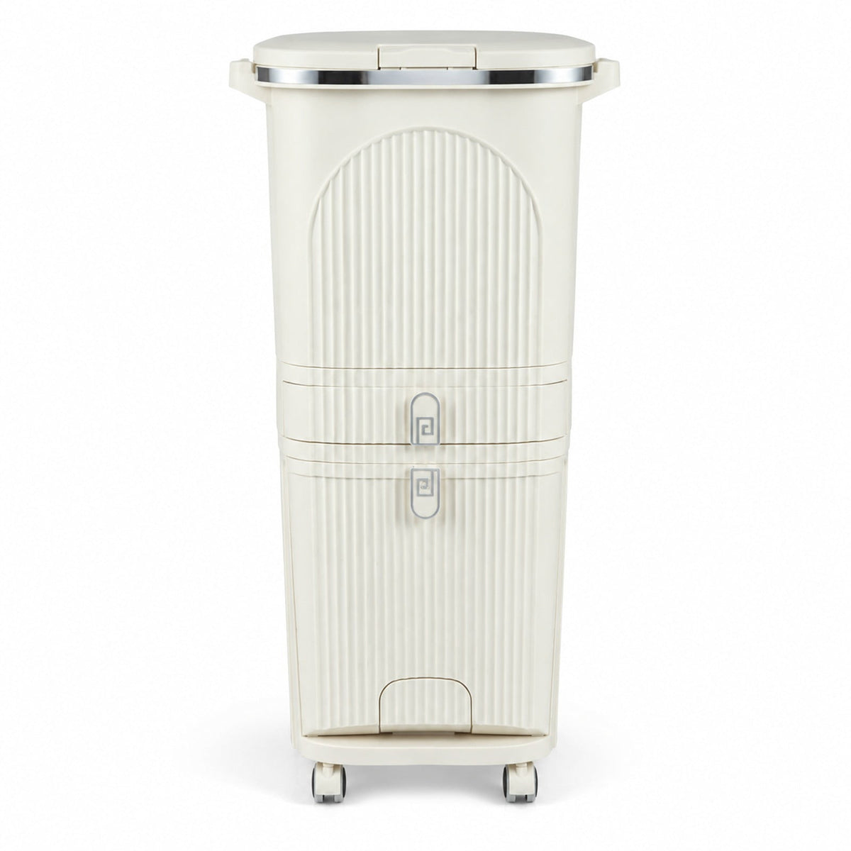 Airfind 11 Gallon 3-Layer Kitchen Trash Can with Lid and 2 Removable Buckets, PP Frame, 17in x 11.5in x 32.5in Overall Height (Open) 43in Footprint
