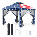 Airfind 11 x 11 Feet 2-Tier Pop-Up Gazebo Tent Portable Canopy Shelter Carry Bag Mesh, Polyester fabric steel pipe Frame, Blue