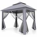 Airfind 11 x 11 Feet 2-Tier Pop-Up Gazebo Tent Portable Canopy Shelter Carry Bag Mesh, Polyester fabric steel pipe Frame, Gray