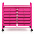 Airfind 12 Drawers Rolling Storage Cart for Home and Office, Steel Frame, 25inx15inx 34in Footprint, Pink