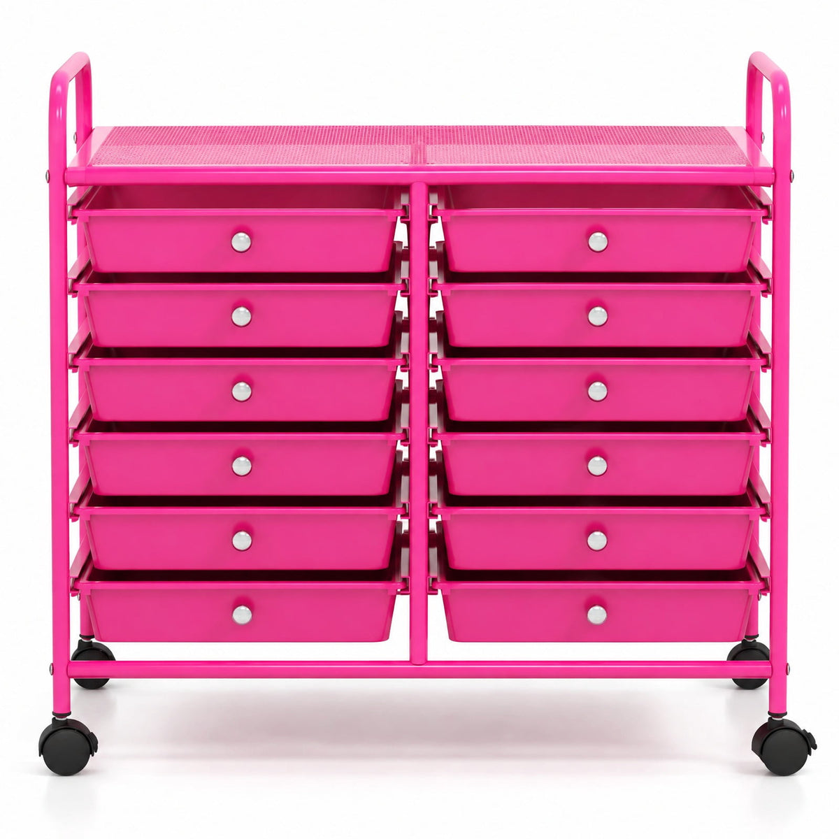Airfind 12 Drawers Rolling Storage Cart for Home and Office, Steel Frame, 25inx15inx 34in Footprint, Pink