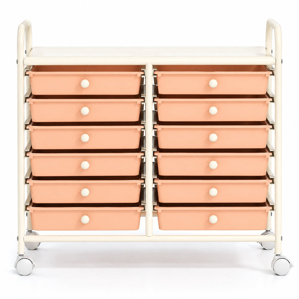 Airfind 12 Drawers Rolling Storage Cart for Home and Office, Steel Frame, 25inx15inx 34in Footprint, of frame White