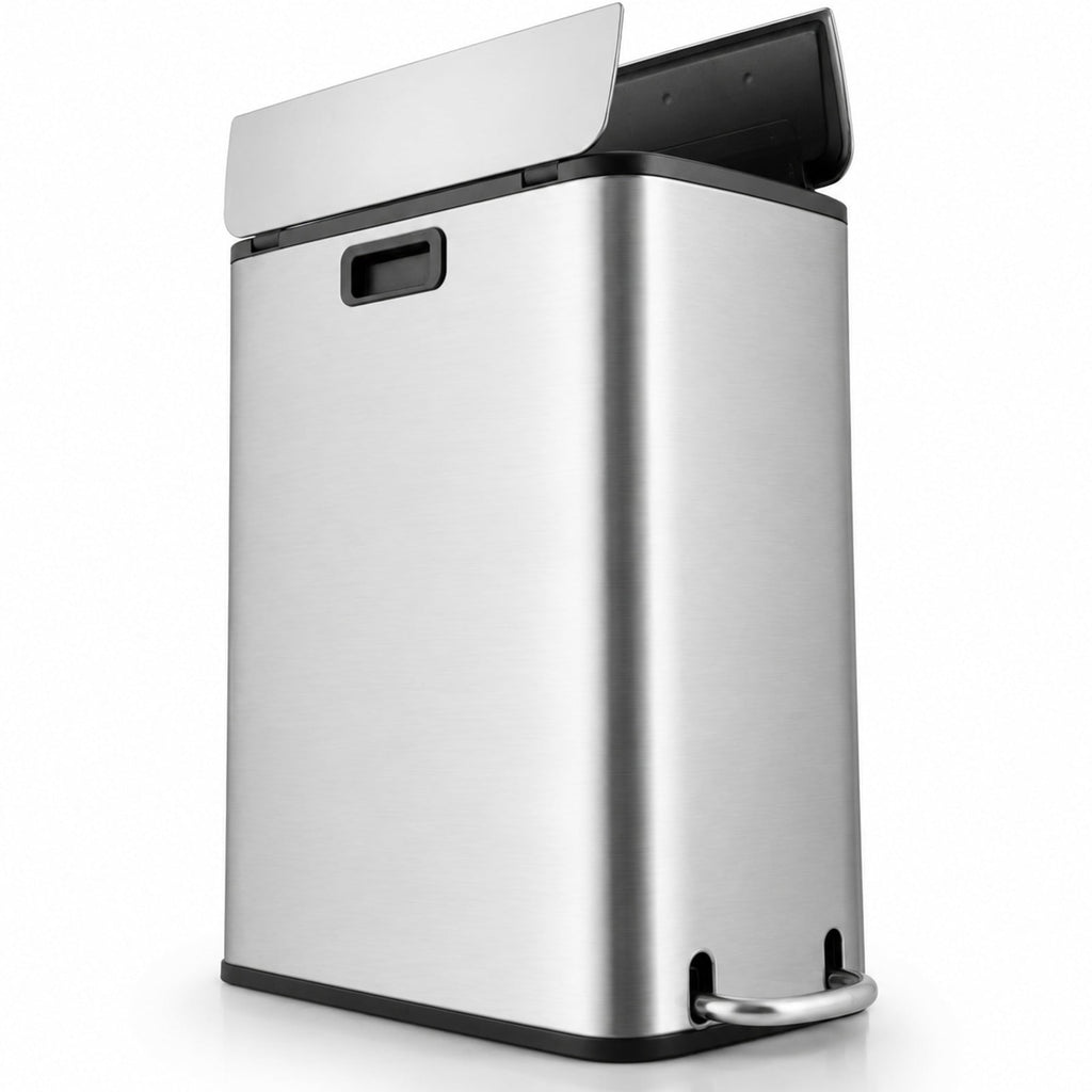 Airfind 12 Gal Stainless Steel Trash Can with Soft-Closing Wing Lids, Stainless Steel PP Frame, Silver