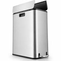 Airfind 12 Gal Stainless Steel Trash Can with Soft-Closing Wing Lids, Stainless Steel PP Frame, Silver