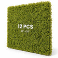 Airfind 12 Pieces 20 x 20 inches Artificial Grass Wall Panels for Garden Yard Balcony, PE Each Frame, Light Green