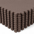 Airfind 12 Tiles Puzzle Exercise Floor Mat with Interlocking EVA Foam and Non-Slip Texture for Home Gym Equipment Protection, Brown