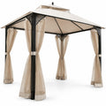 Airfind 12 x 10Outdoor Double Top Patio Gazebo, Polyester steel Frame, 12 x 10 x 9.5 Footprint, Beige