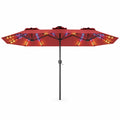 Airfind 13 FT Double-Sided Patio Umbrella with Color-Changing Flowing Solar LED Lights, Polyester Fabric Metal Frame, 13 x 7 ft Footprint, Red