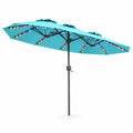 Airfind 13 FT Double-Sided Patio Umbrella with Color-Changing Flowing Solar LED Lights, Polyester Fabric Metal Frame, 13 x 7 ft Footprint, Turquoise