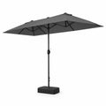Airfind 13 Feet Double-Sided Patio Twin Table Umbrella with Crank Handle, Metal 180g Yarn Dyed Fabric PA Coating Frame, Gray