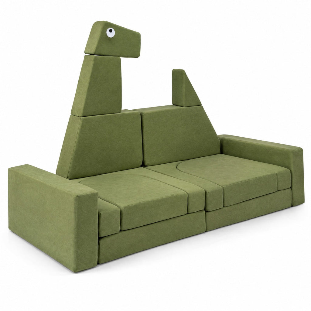 Airfind 13 Pieces Modular Youth Play Couch for Inspiring Creativity, Velvet Fabric, for 3 and Years Old, 56 Inch X 23.5 Inch X 38.5 Inch, Dinosaur, Unspecified
