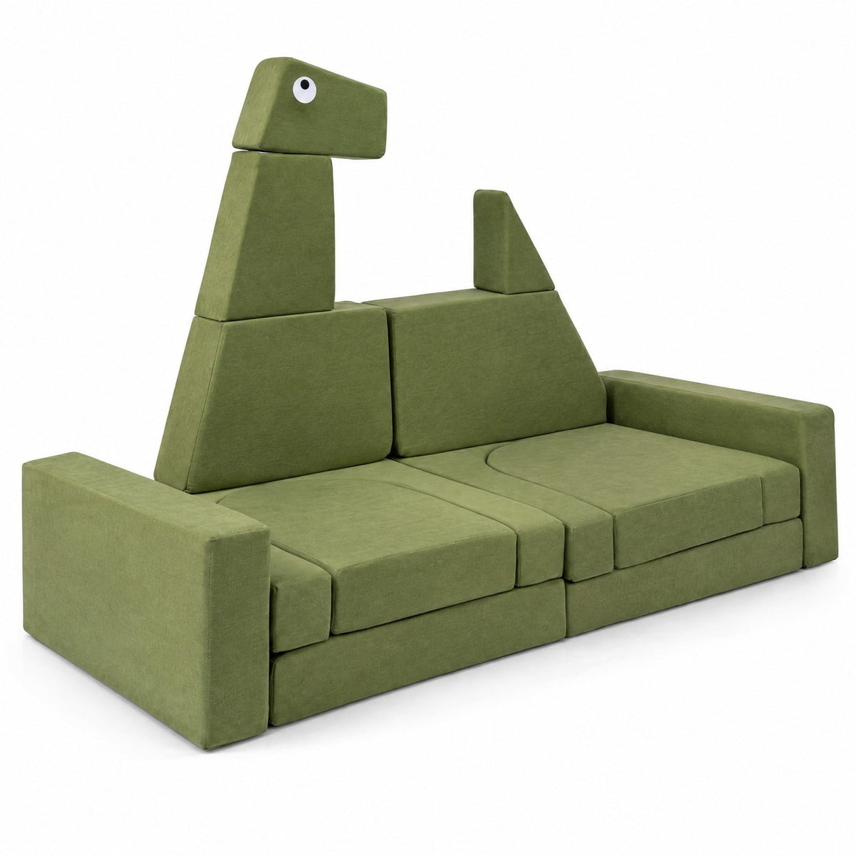 Airfind 13 Pieces Modular Youth Play Couch for Inspiring Creativity, Velvet Fabric, for 3 and Years Old, 56 Inch X 23.5 Inch X 38.5 Inch, Dinosaur, Unspecified