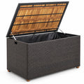 Airfind 134 Gallon Rattan Storage Box with Zippered Liner and Solid Acacia Wood Top, wood board 165 lbs Capacity, 51in x 28.5in x 28in Footprint, Wood