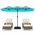 Airfind 13FT Double-sided Patio Umbrella with Solar Lights for Garden Pool Backyard, Metal 180g Yarn Dyed Fabric PA Coating Frame, Turquoise