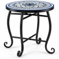 Airfind 14 Inch Floral Clover/Blooming Lotus/Bright Sunflower Mosaic Patio Accent Coffee End Table, 35 lbs Capacity, Metal Frame, 14 Inch x 20 Inch Footprint