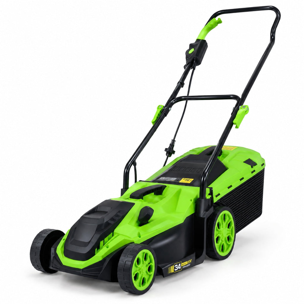 Airfind 14-Inch 12-Amp Corded Electric Lawn Mower w/ 5-Position Height Adjustment, Metal Frame, 44-45.5 x 14 x 38.5-39.5 Footprint, Green