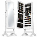 Airfind 14 LED Jewelry Armoire Cabinet with Full Length Mirror and 4 Tilting Angles, MDF board Frame, 18 x 14.5 x 63 Footprint, White