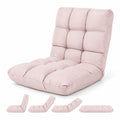 Airfind 14-Position Adjustable Folding Lazy Gaming Sofa, 264 lbs Capacity, Cotton and linen fabric steel Frame, Light Pink