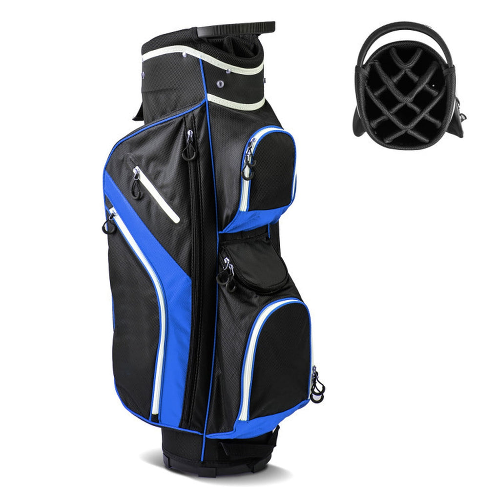 Airfind 14-Way Cart Bag with Rain Hood, Towel Ring and 9 Zippered Pockets, Blue