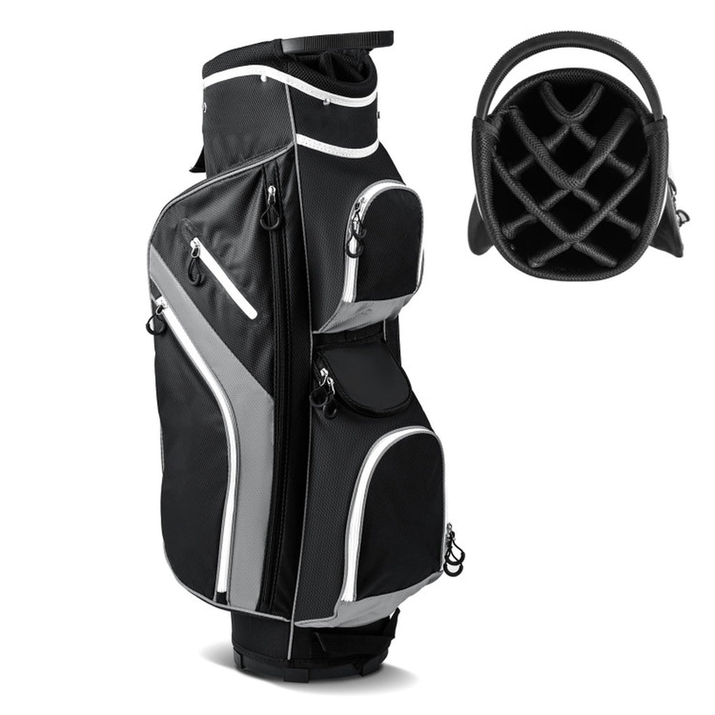 Airfind 14-Way Cart Bag with Rain Hood, Towel Ring and 9 Zippered Pockets, Gray