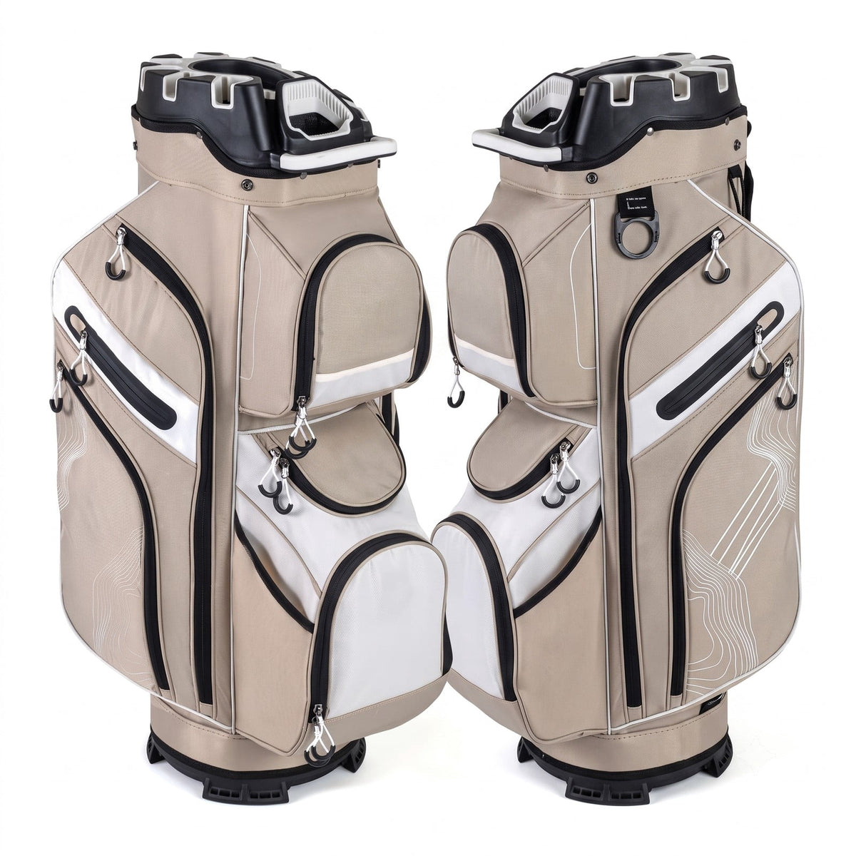 Airfind 14-Way Golf Cart Bag with Molded Lock Top Full-Length Dividers, 11 Pockets, Rain Hood and Umbrella Holder for Men and Women, Khaki