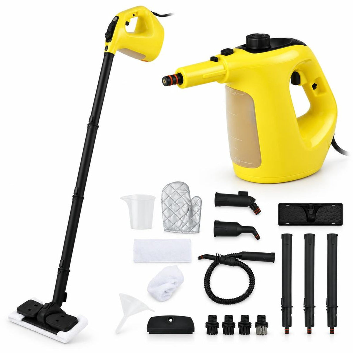Airfind 1400W Handheld Steam Cleaner with 14-Piece Accessory Kit and Child Lock, PP Frame, 13 x 5 x 9.5 Footprint, Yellow