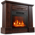 Airfind 1400W TV Stand Electric Fireplace Mantel with Remote Control, 22 Lbs Capacity, MDF PB Steel Plastic Tempered Glass, Natural